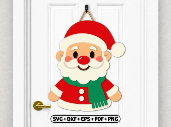 Christmas Santa Claus Door Hanger SVG