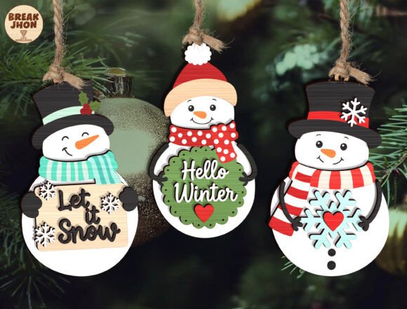 Christmas Snowman Ornament SVG Bundle