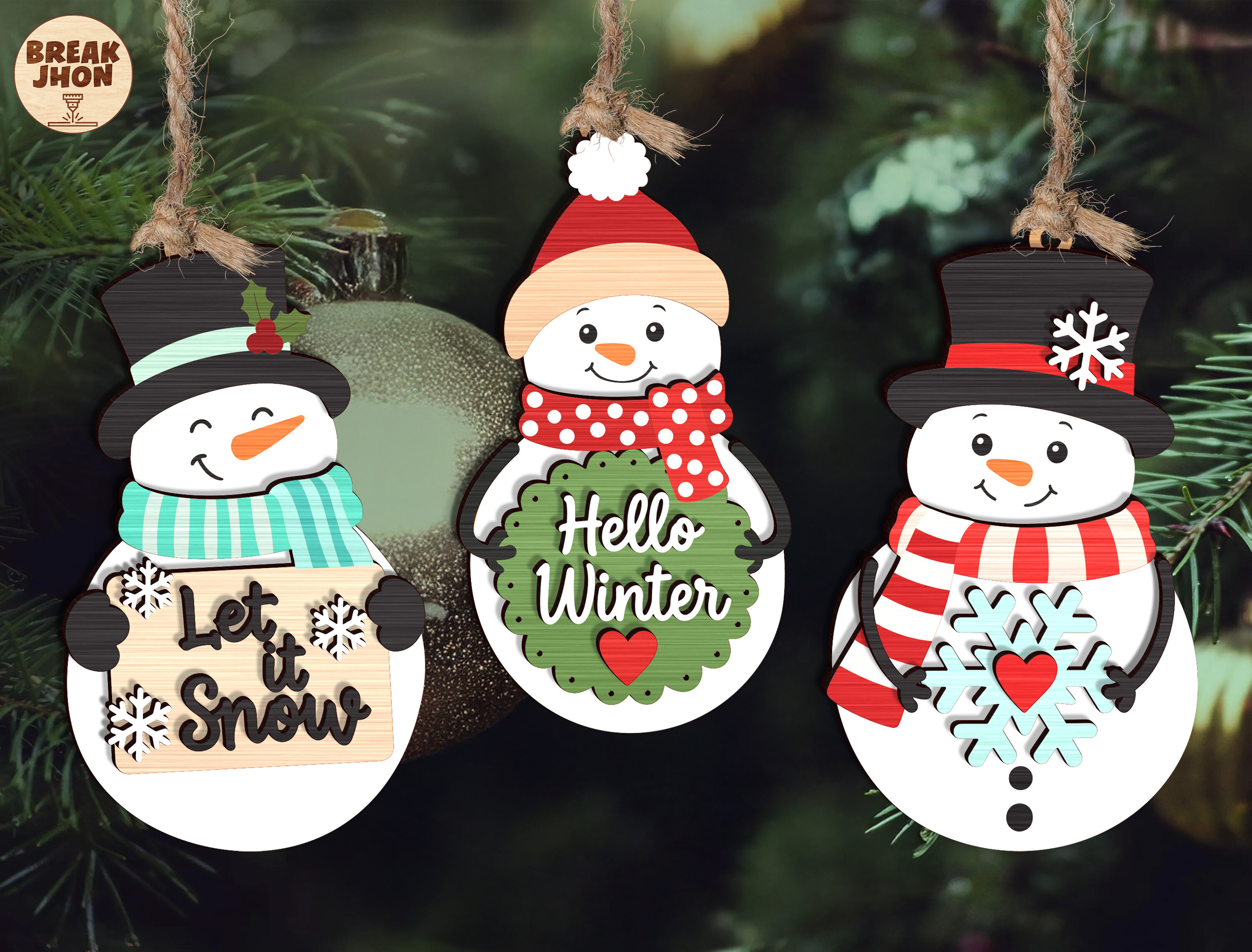 Christmas Snowman Ornament SVG Bundle