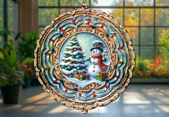 Christmas Snowman Tree Wind Spinner