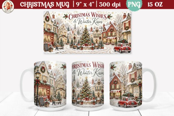 Christmas Village Mug Wrap PNG 15oz Mu