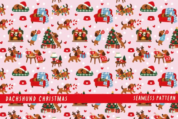 Cozy Christmas Cute Dschshund Pattern