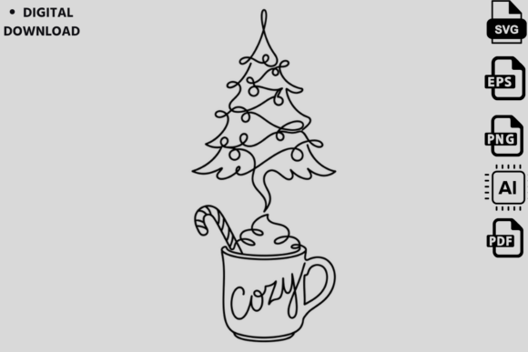 Cozy Christmas Tree Hot Cocoa Mug Svg Graphics