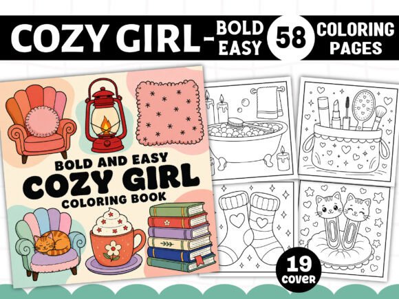 Cozy Girl Bold and Easy Coloring Book