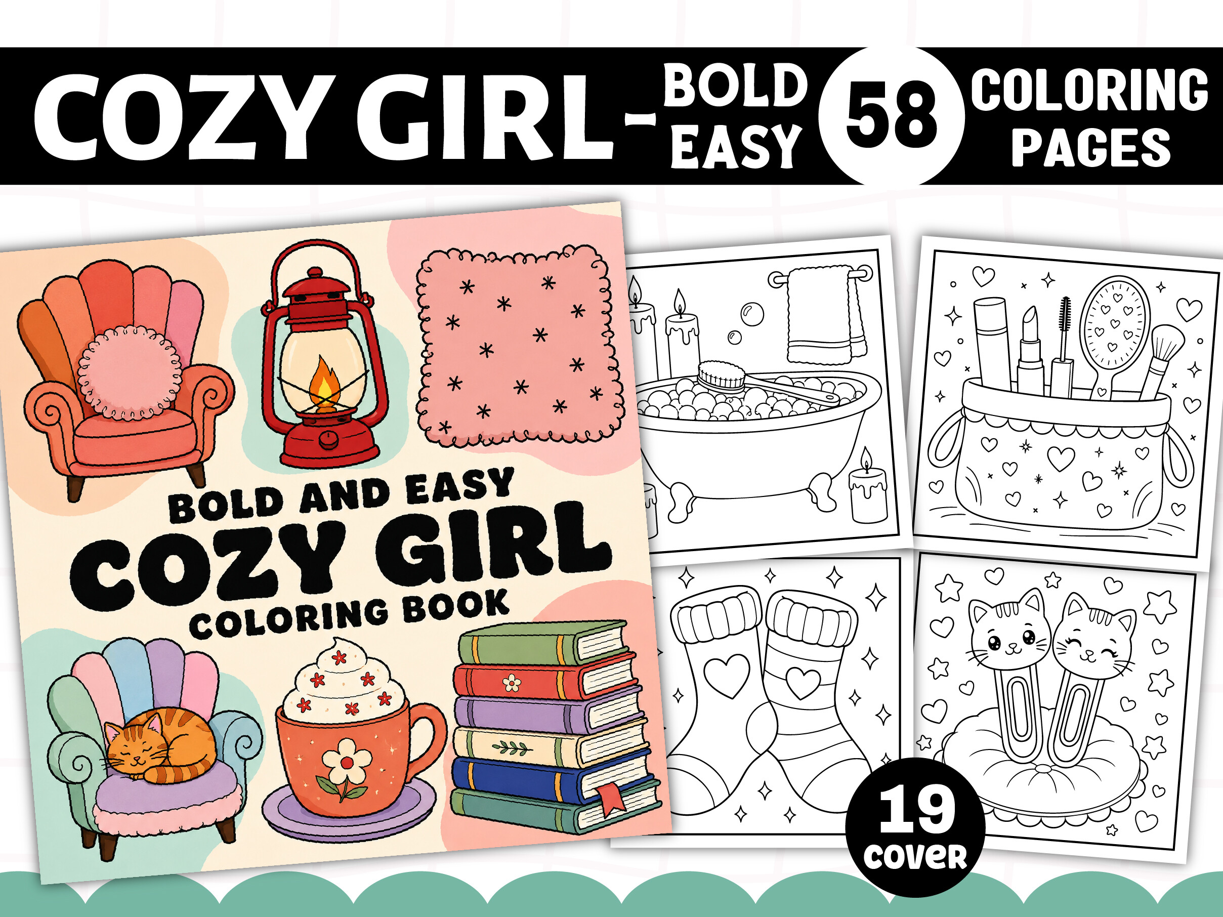 Cozy Girl Bold and Easy Coloring Book