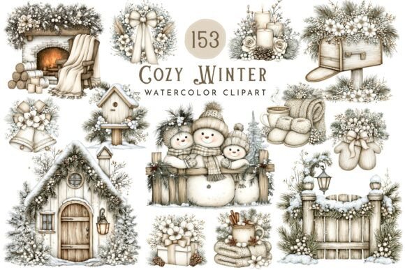 Cozy Winter Watercolor Clipart Set