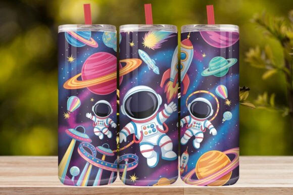 Cute Astronaut Space Tumbler Wrap