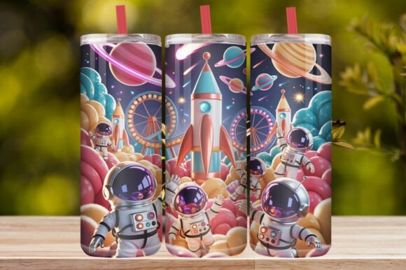 Cute Astronaut Space Tumbler Wrap