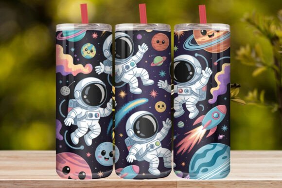 Cute Astronaut Space Tumbler Wrap