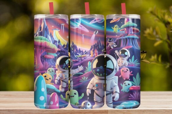 Cute Astronaut Space Tumbler Wrap