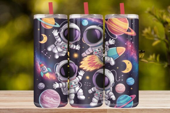 Cute Astronaut Space Tumbler Wrap