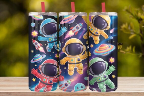 Cute Astronaut Space Tumbler Wrap
