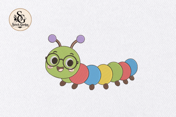 Cute Caterpillar Embroidery Design