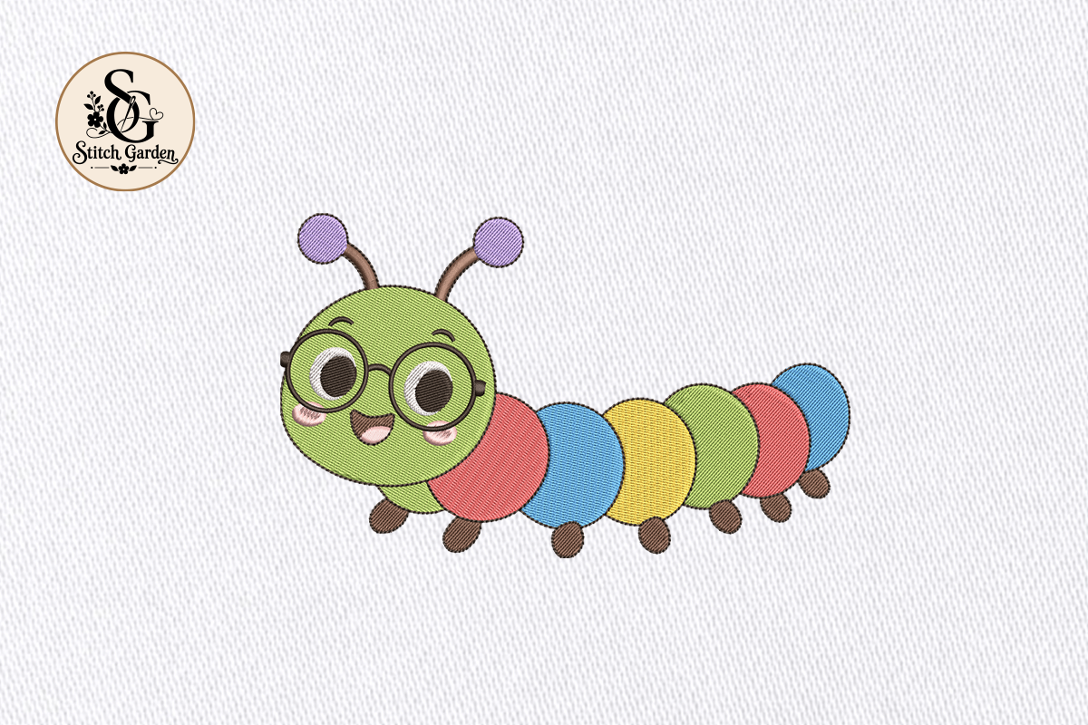 Cute Caterpillar Embroidery Design