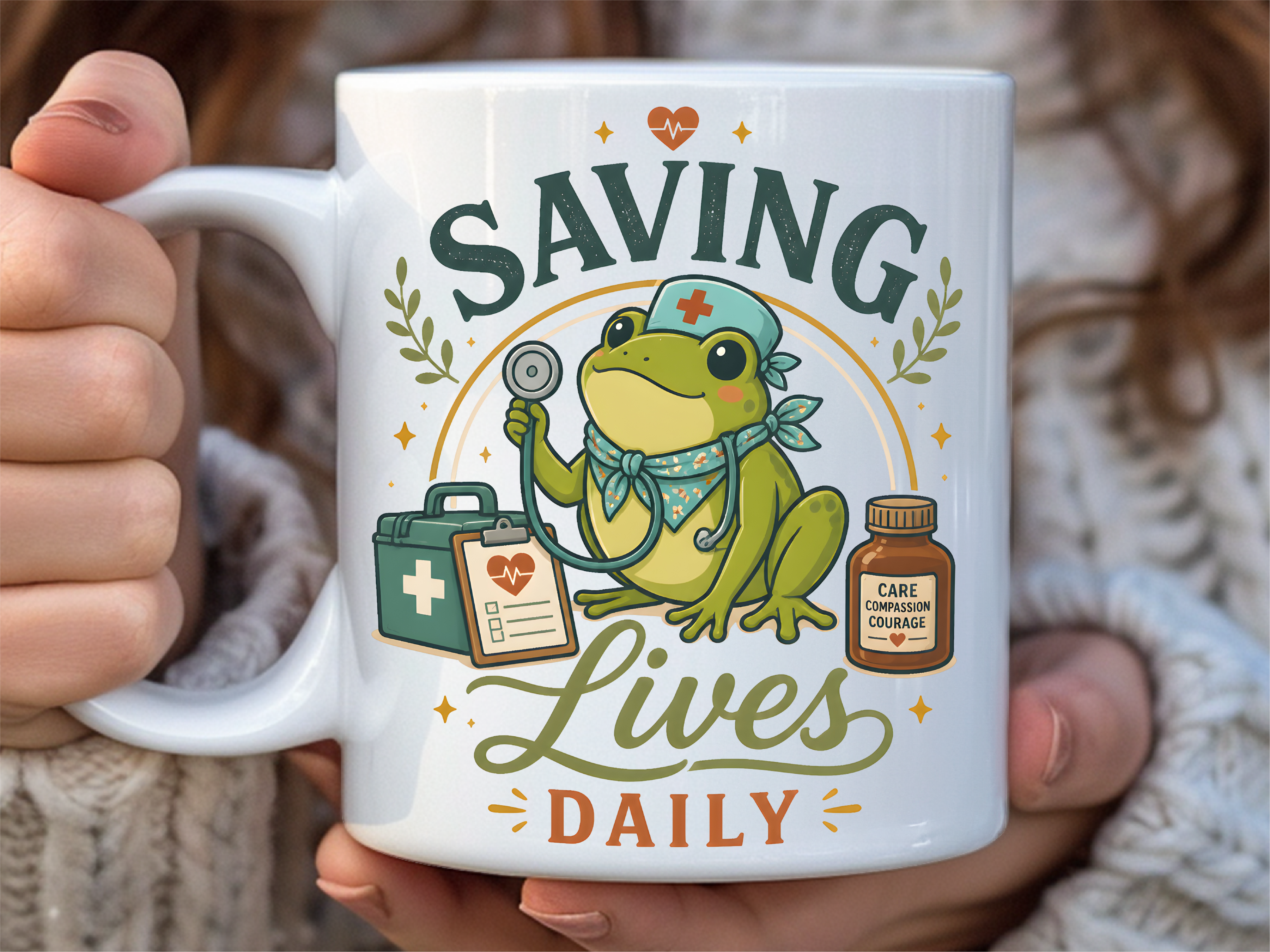 Cute Frog Nurse Saving Lives Mug Wrap