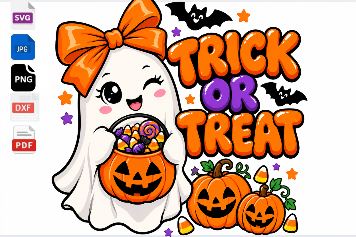 Cute Ghost Trick or Treat Halloween