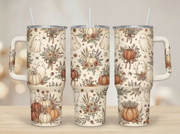 Cute Halloween Ghost Tumbler Design