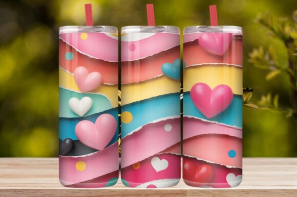 Cute Love Hearts Tumbler Wrap