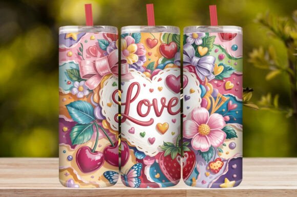 Cute Love Hearts Tumbler Wrap