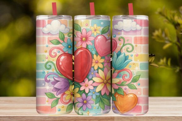 Cute Love Hearts Tumbler Wrap