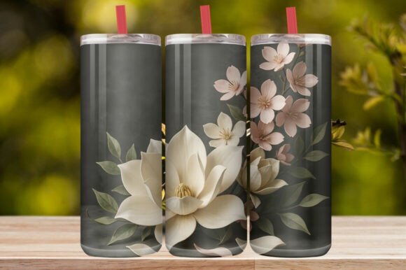 Elegant Dark Floral Tumbler Wrap