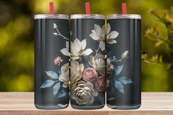 Elegant Dark Floral Tumbler Wrap