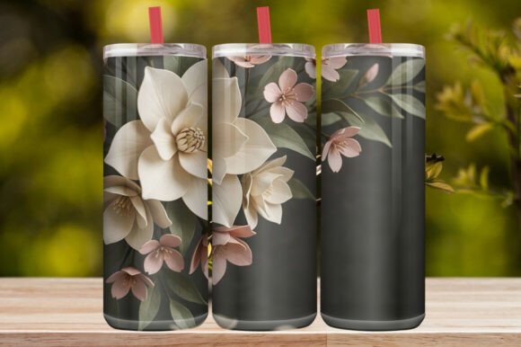Elegant Dark Floral Tumbler Wrap