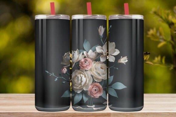 Elegant Dark Floral Tumbler Wrap