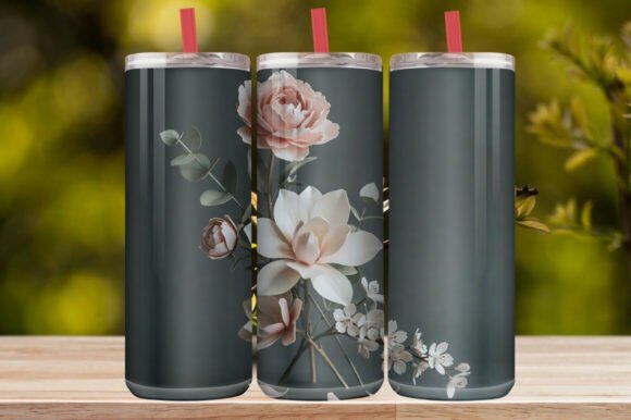 Elegant Dark Floral Tumbler Wrap