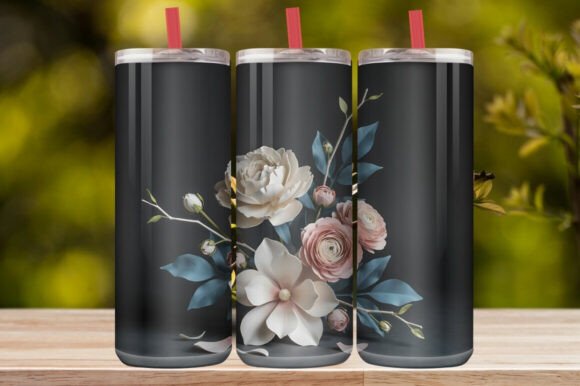 Elegant Dark Floral Tumbler Wrap