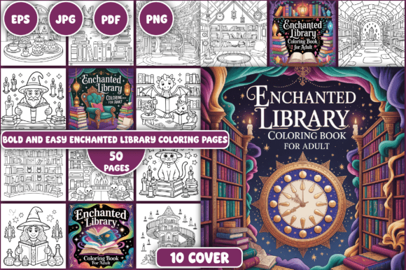 Enchanted Library Coloring Pages