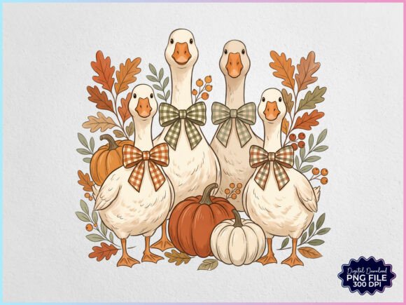 Fall Autumn Goose Bow PNG