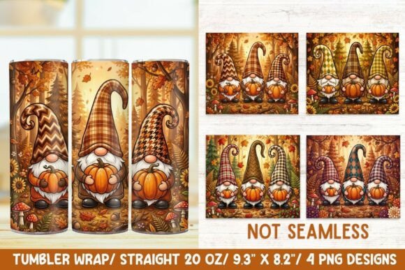 Fall Gnomes 20 OZ Skinny Tumbler Wrap.