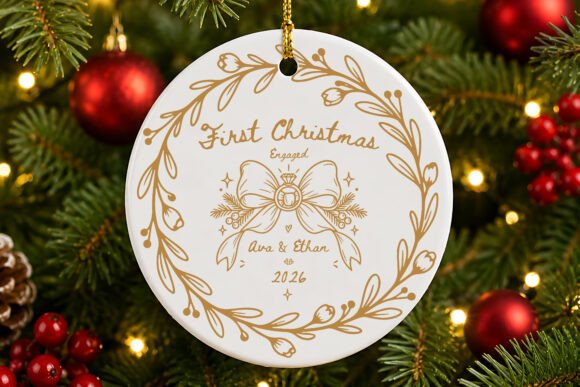 First Christmas Engaged Couple Ornament