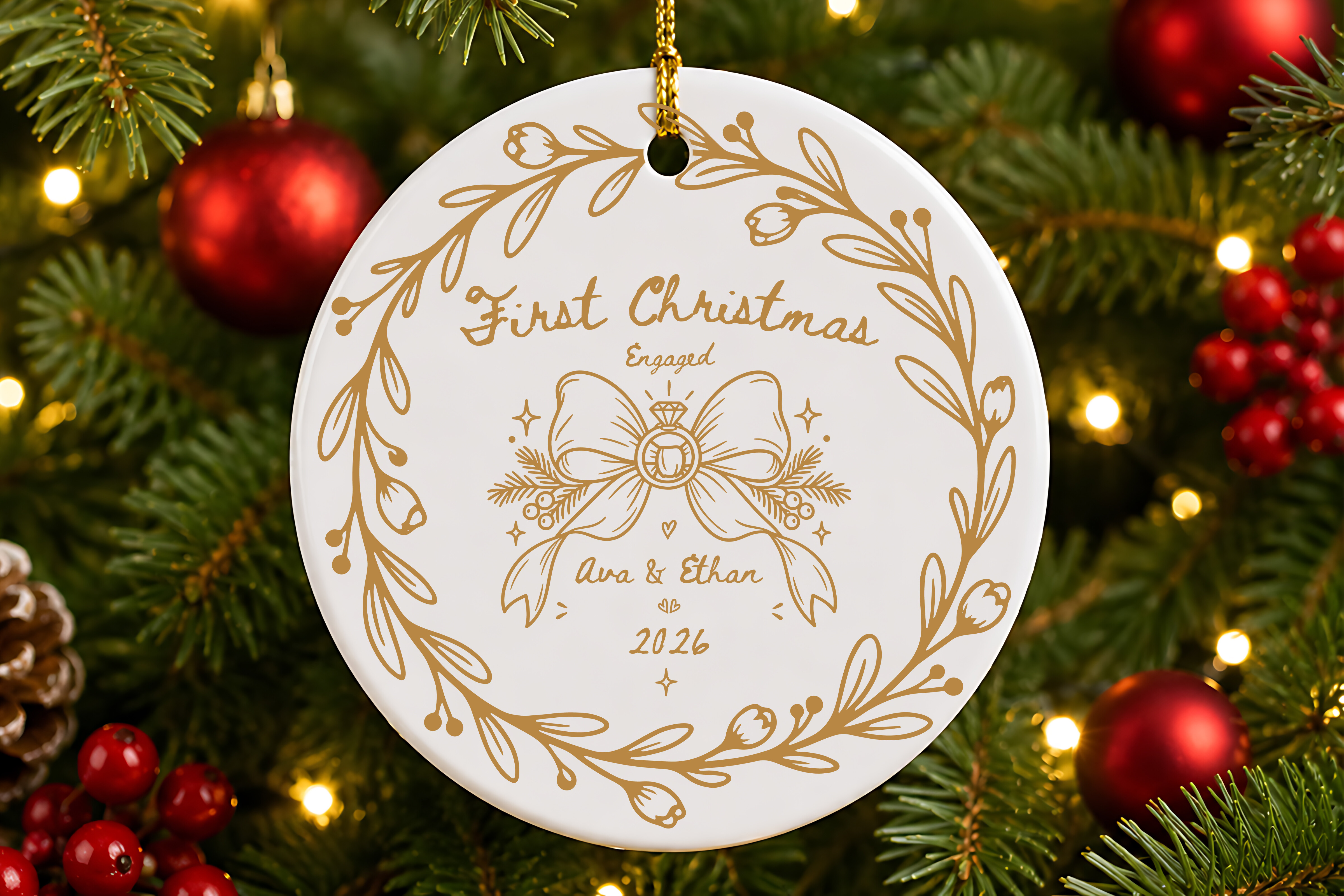 First Christmas Engaged Couple Ornament
