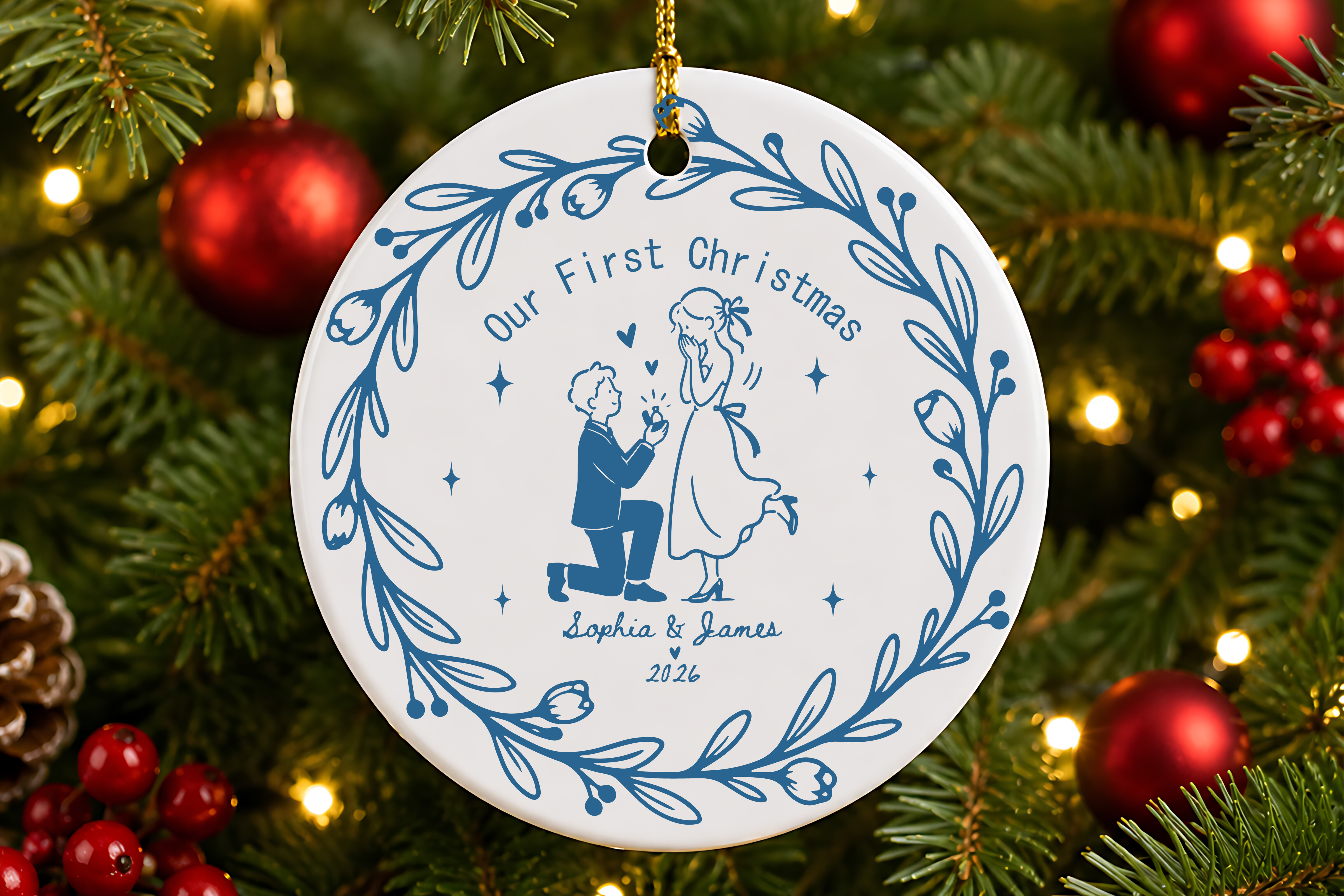 First Christmas Proposal Ornament PNG
