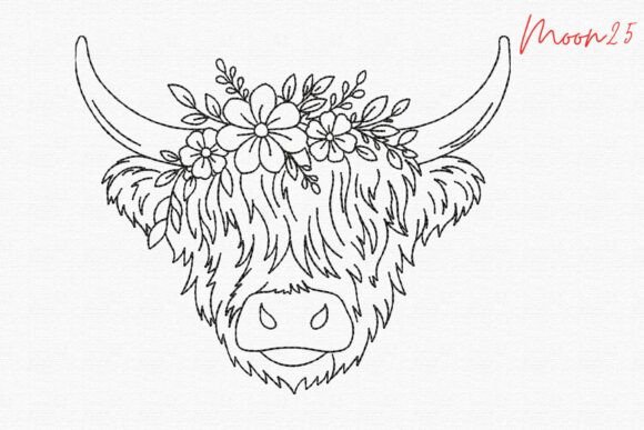 Floral Highland Cow