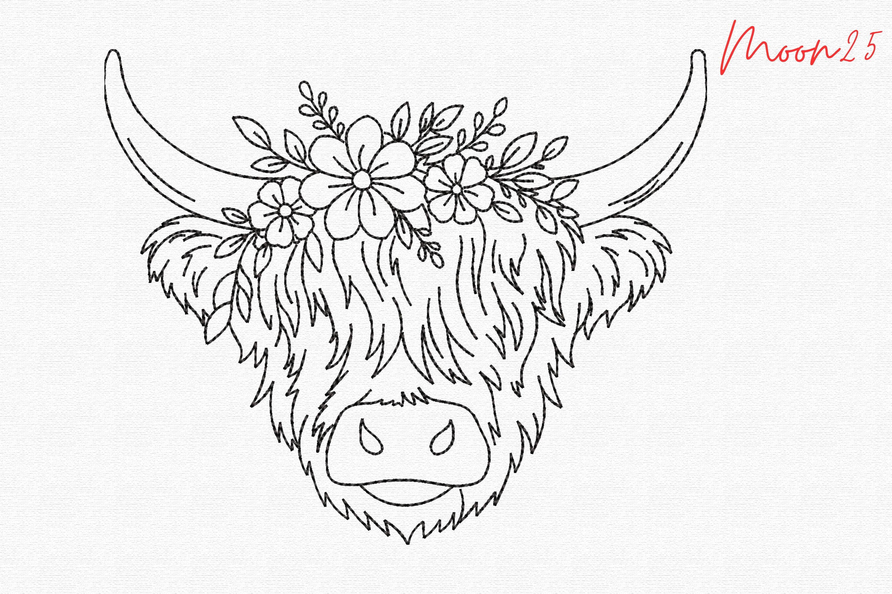 Floral Highland Cow