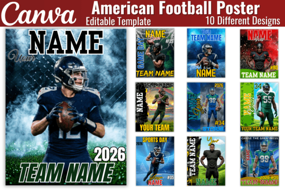 Football Poster Canva Editable Template