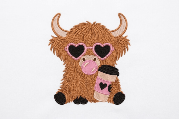 Funny Baby Highland Cow Holding Coffee