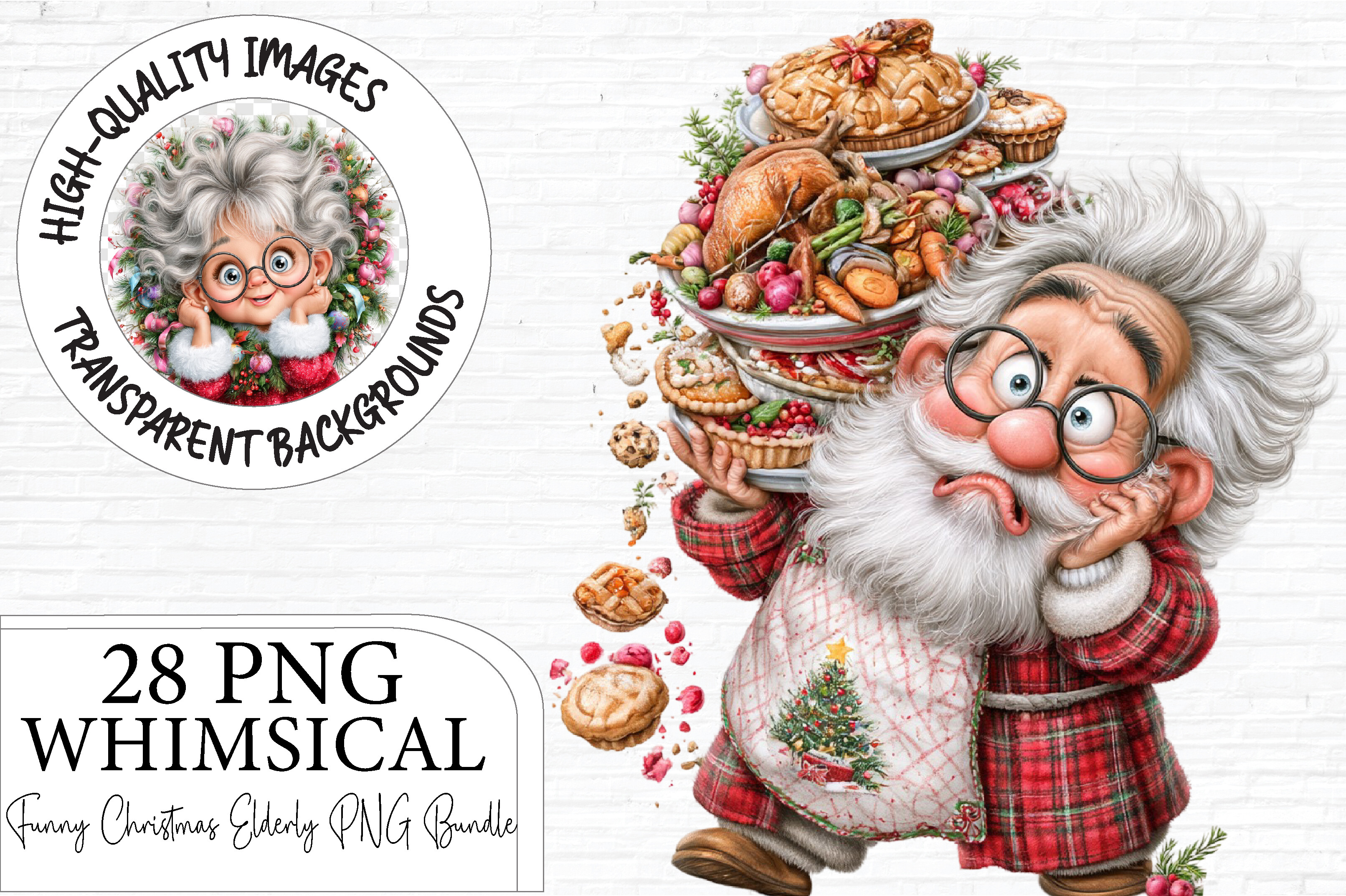 Funny Christmas Elderly Clipart