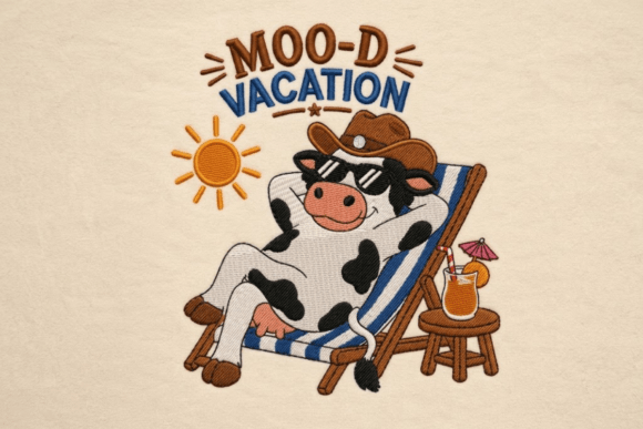 Funny Cow Wearing Cowboy Hat Summer