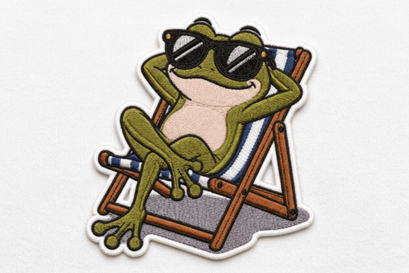 Funny Frog Camping Embroidery Design