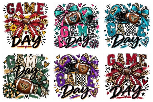 Game Day Football PNG Bundle, Sports Bow