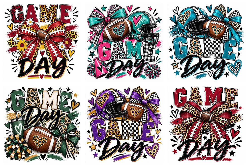 Game Day Football PNG Bundle, Sports Bow