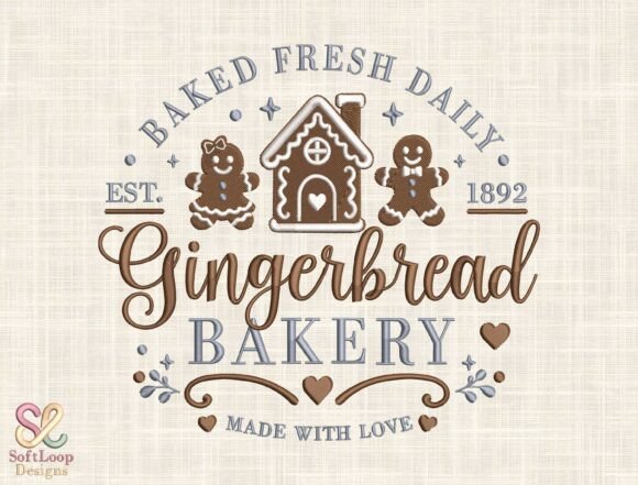 Gingerbread Bakery Embroidery Design