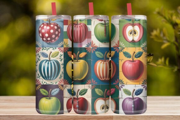 Gingham Farmhouse Apple Tumbler Wrap