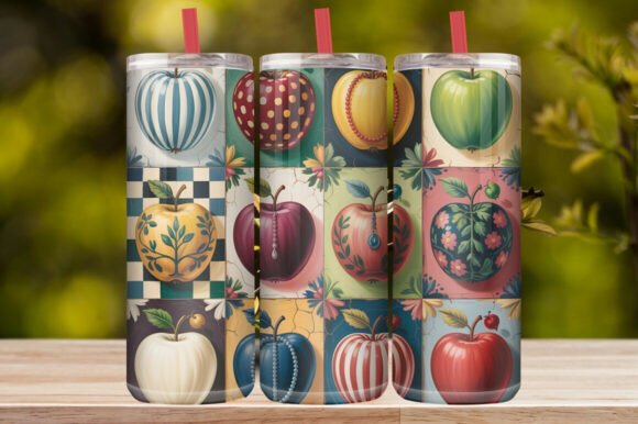 Gingham Farmhouse Apple Tumbler Wrap