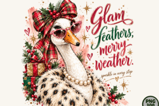 Glam Feathers Christmas Duck PNG