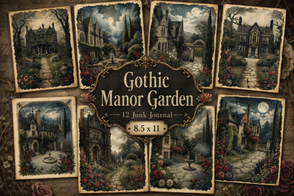 Gothic Manor Garden Digital Paper